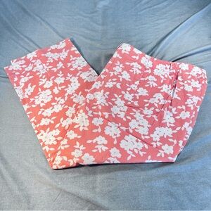 Evan Picone Stretch Capri Pants Orange and White Floral Size 6